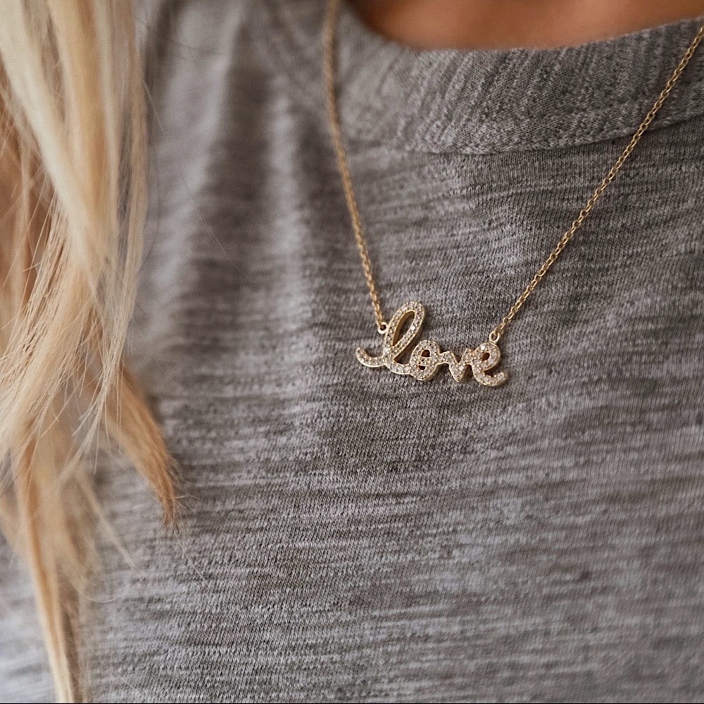Love Crystal Necklace | 14k Gold Plated